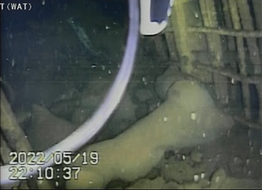 Looking down on the pedestal opening (inside nearest to the ROV)