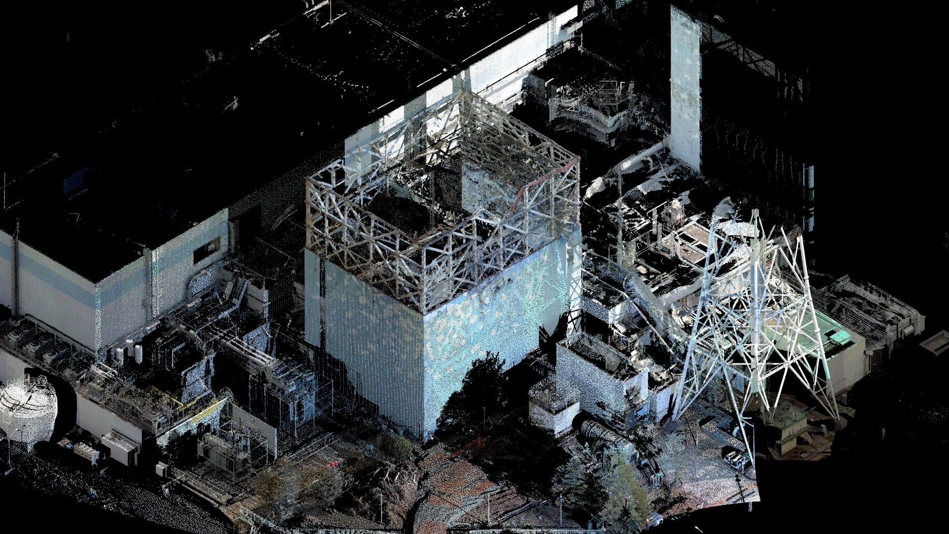 A montage of laser scan data and construction data 1 