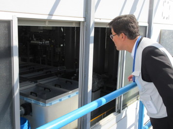 Viewing the marine organisms rearing test facility